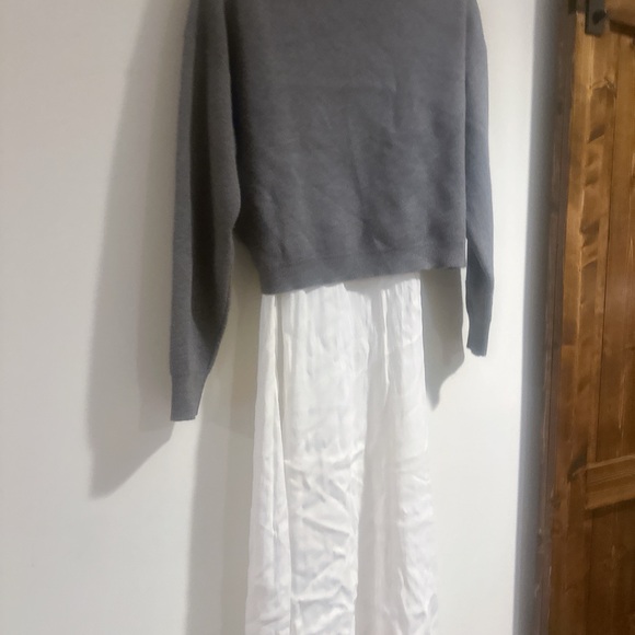 Anthropologie Twofer Gray Sweater with White dress - Picture 6 of 7